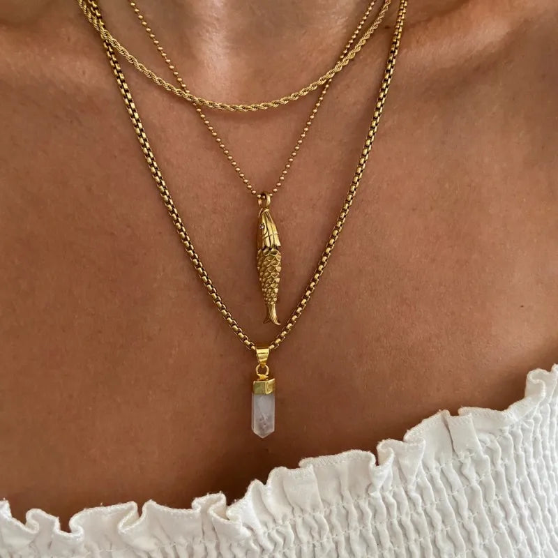 Stainless Steel Carp Pendant Necklace