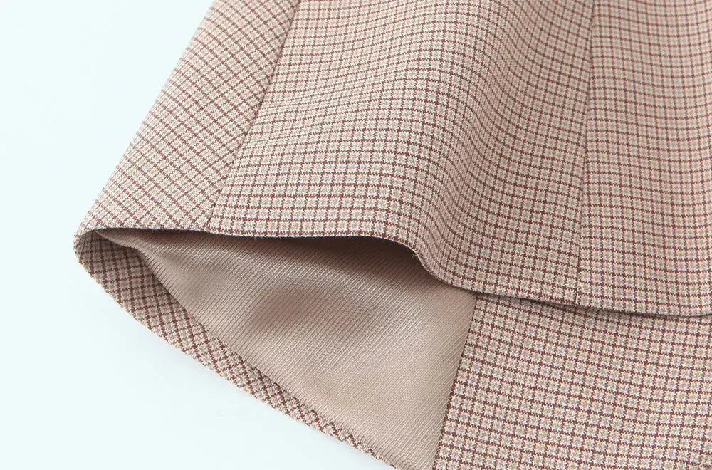 Women Fashion Fitted Round Neck Waistcoat And Mid Waist Pleated Skort