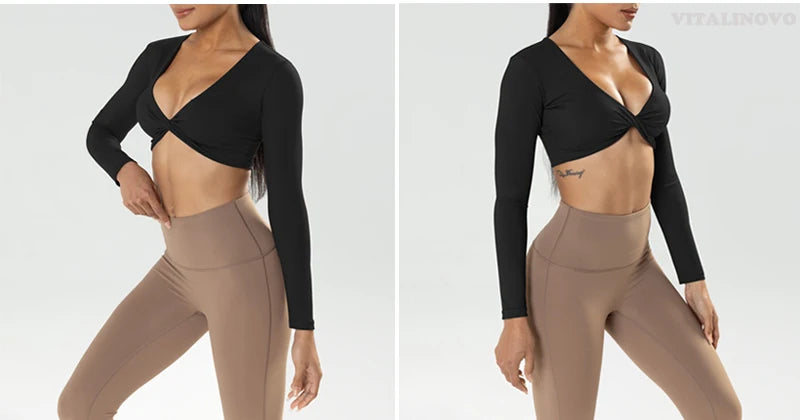 Long Sleeve Gym Crop Tops for Women