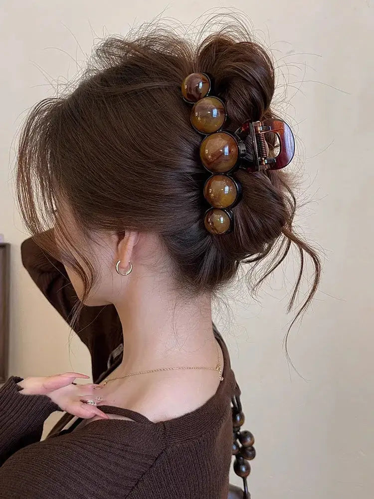 Retro Gradient Beaded Hair Claw