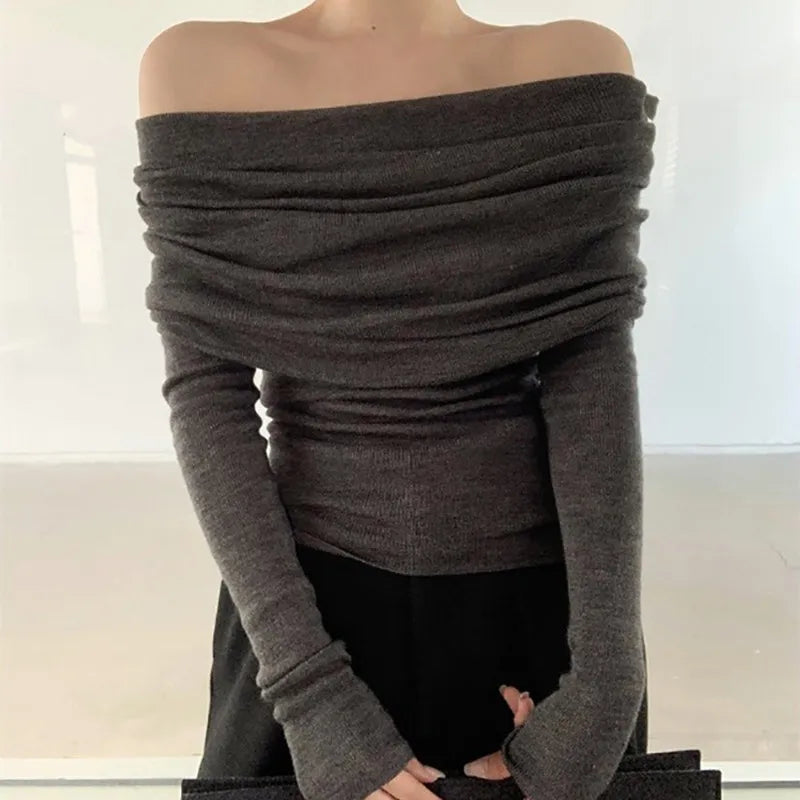 Long Sleeve Off-shoulder Women Sweater