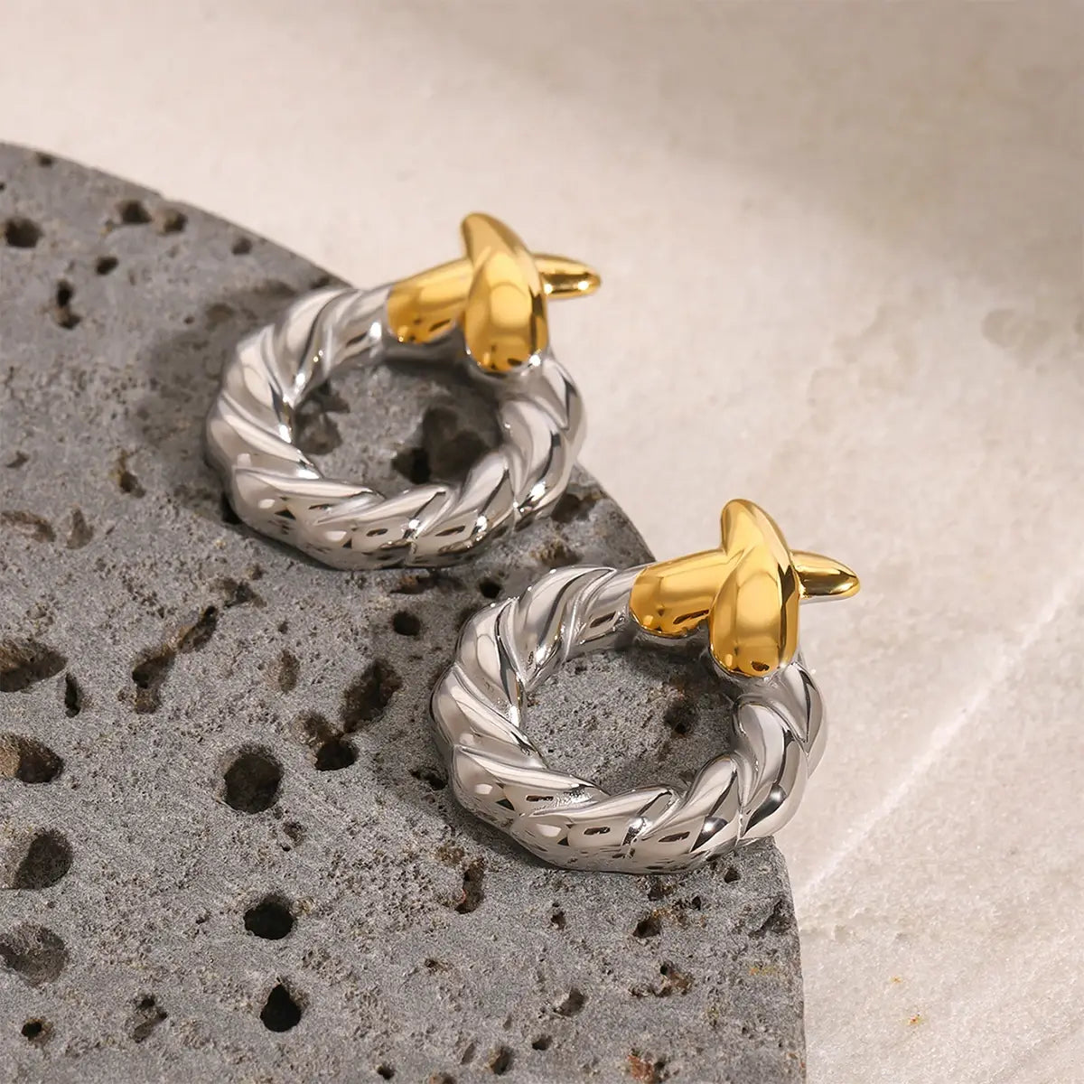 Fried Dough Twists Cross Earrings