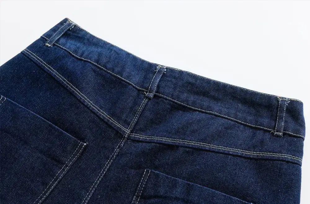 Women Fashion With Pockets Wrap Denim Shorts