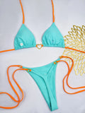 New Solid Color White Bikini Women suit Low Waist Lace-up Fashionable - Norellé