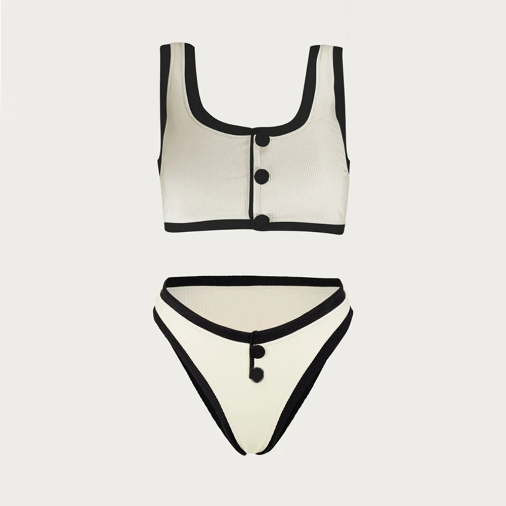 Woman Swimwear High Waist Bikinis Shorts Swimsuit Women Ribbed - Norellé
