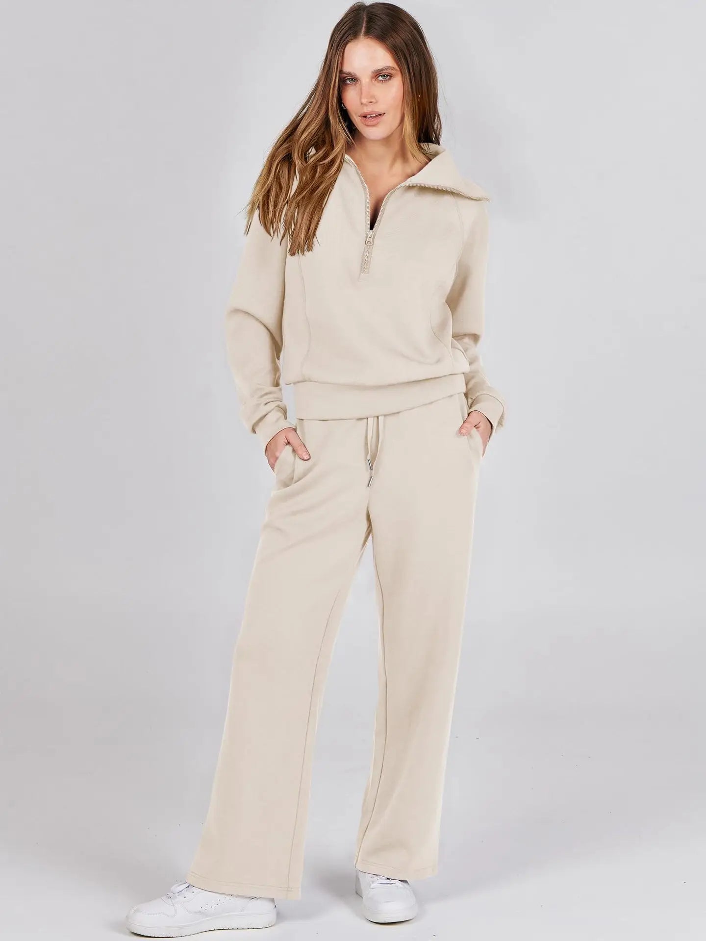 Casual 2-Piece Set Long Sleeve Sweatshirt Bell Bottoms Sports Suit