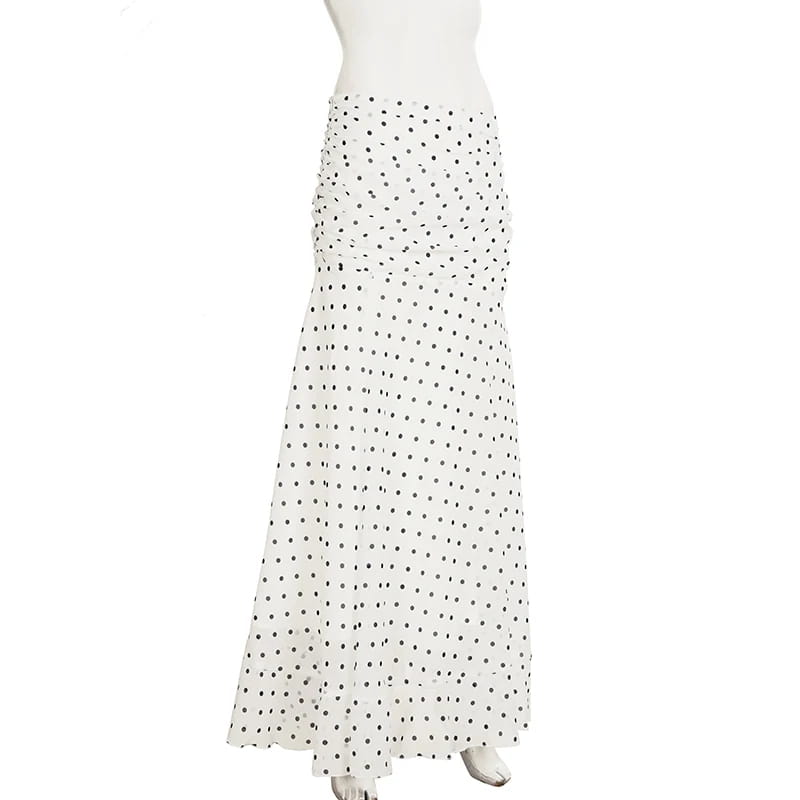 Polka Dot Floor-length Chiffon Skirt