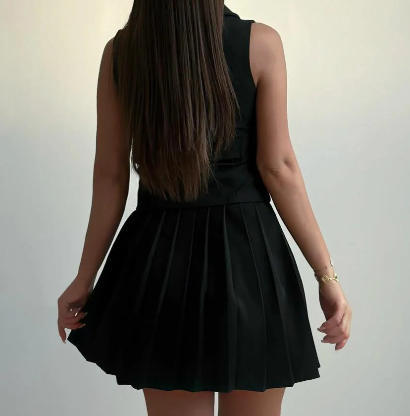 Matching Sets Vest Single Breasted Solid Dress