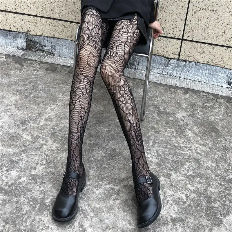 Thin Pantyhose Dark Hollowed Out Fishnet Stockings Women
