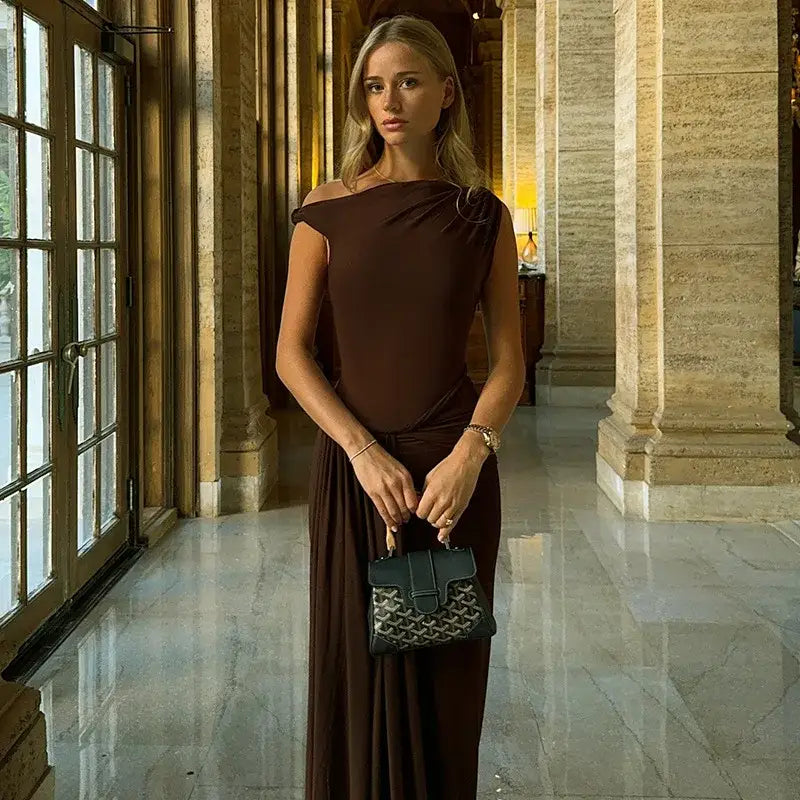 Off-shoulder Pleated Maxi Dress Women’s