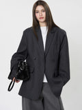 Women's Casual Striped Pocket Decoration Double breasted Loose Jacket - Norellé