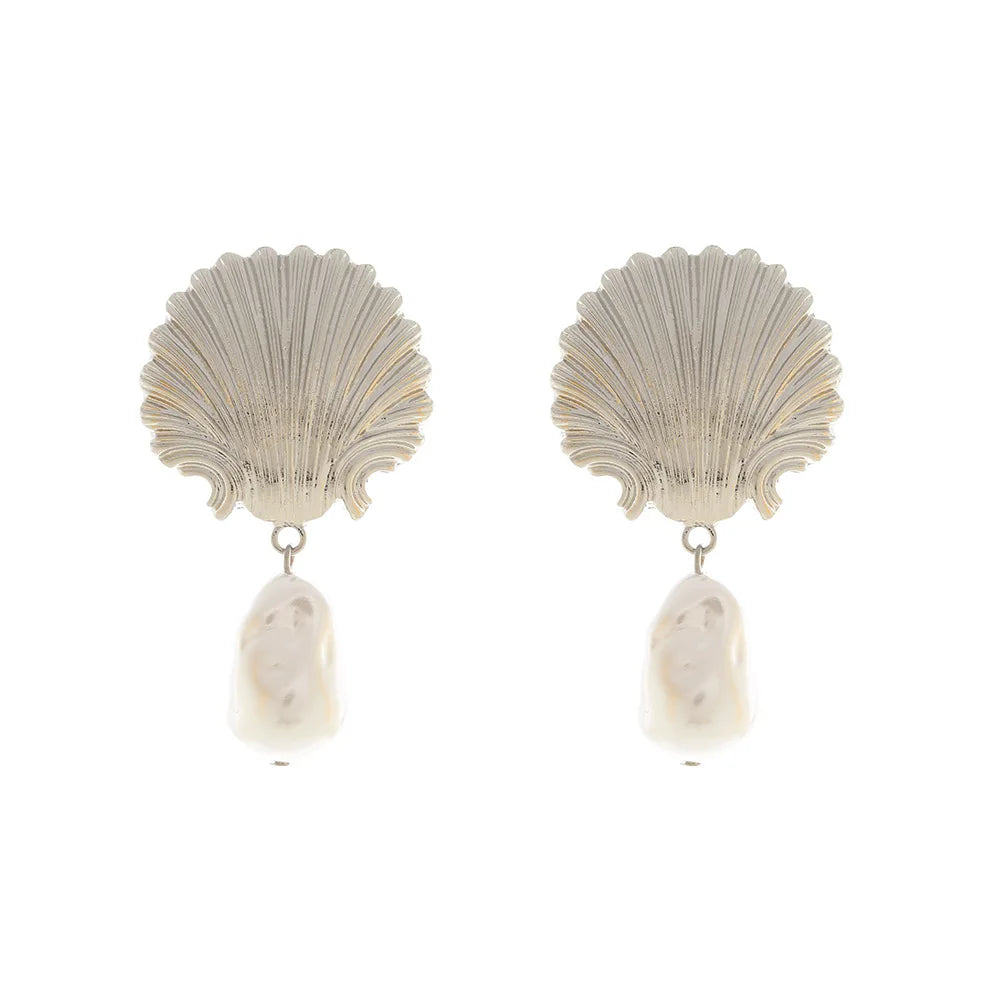 Shell Imitation Pearl Dangle Earrings