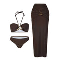 3 Pieces Bikini Set Bandeau Bikinis Women Swimsuit Maxi Dress - Norellé