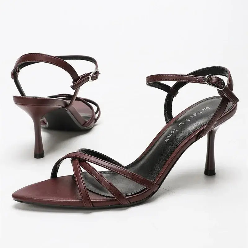 Fashion Square Toe Ankle Strap Buckle Slide Sandals