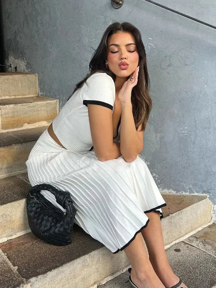 Knit Set Breathable Women Two Pcs Sets