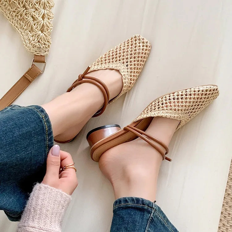 Vintage Woven 1 Slip-on Toe Half Slippers Women’s