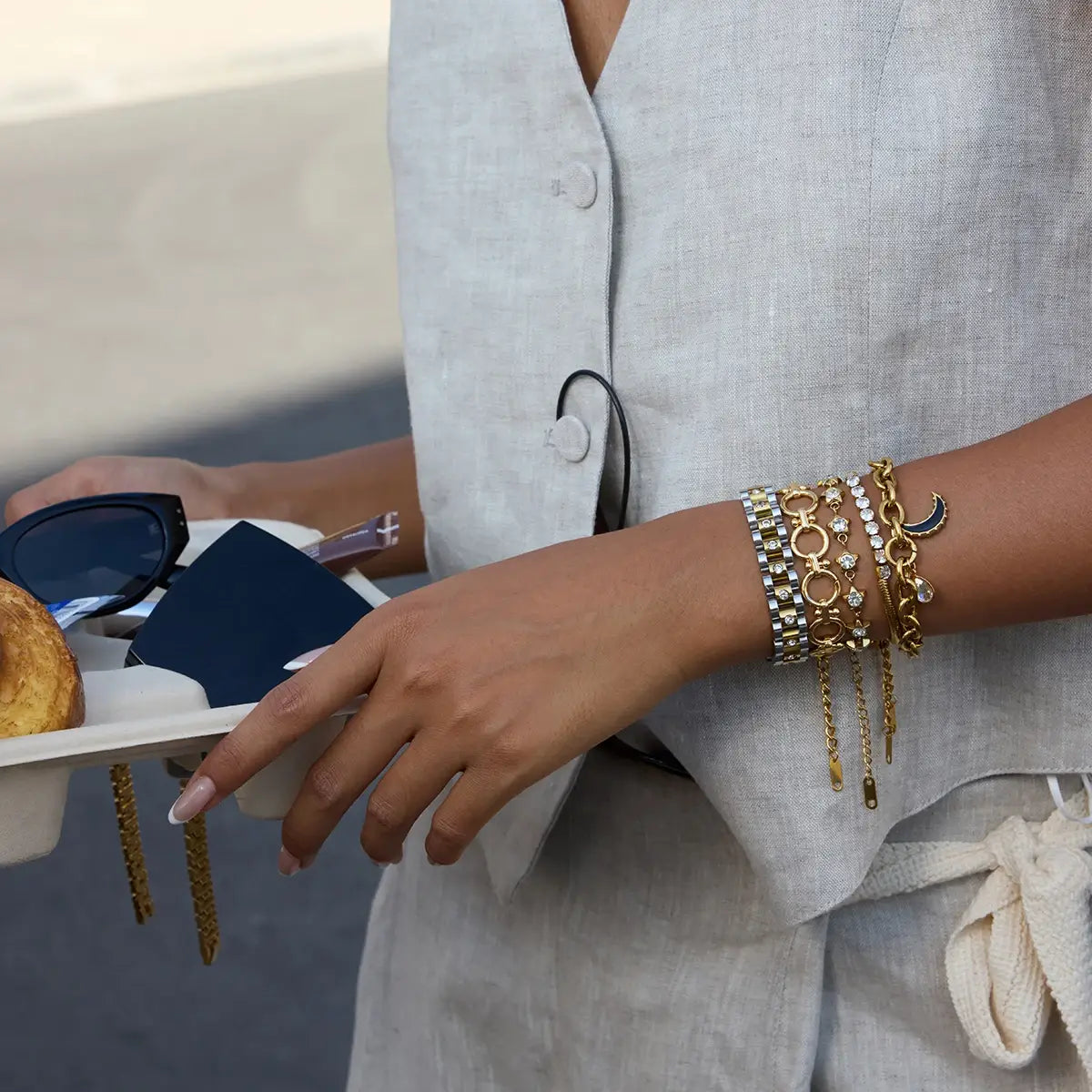 Stainless Steel Rhinestone Water Drop Pendant