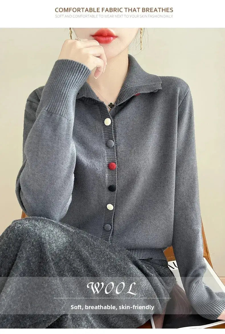 High Neck Knitted Sweater Cardigan Women’s