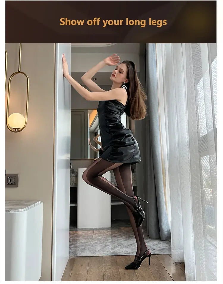 Women’s Stockings Ultra-thin Black Silk Splicing Long Legs Tights
