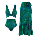 Women's Retro Bikini Printed Swimsuit, Cover Up with Skirt - Norellé