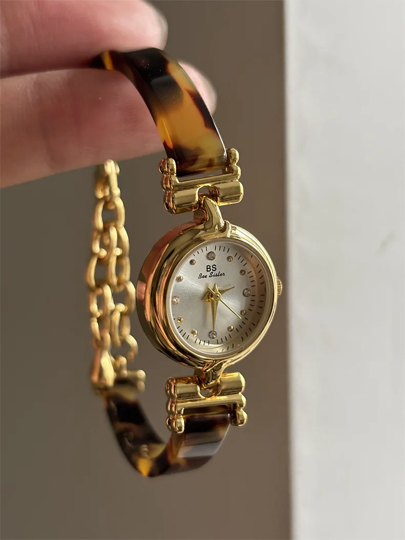 Women Watch Exquisite Amber Tortoiseshell Bracelet Quartz Wristwatch
