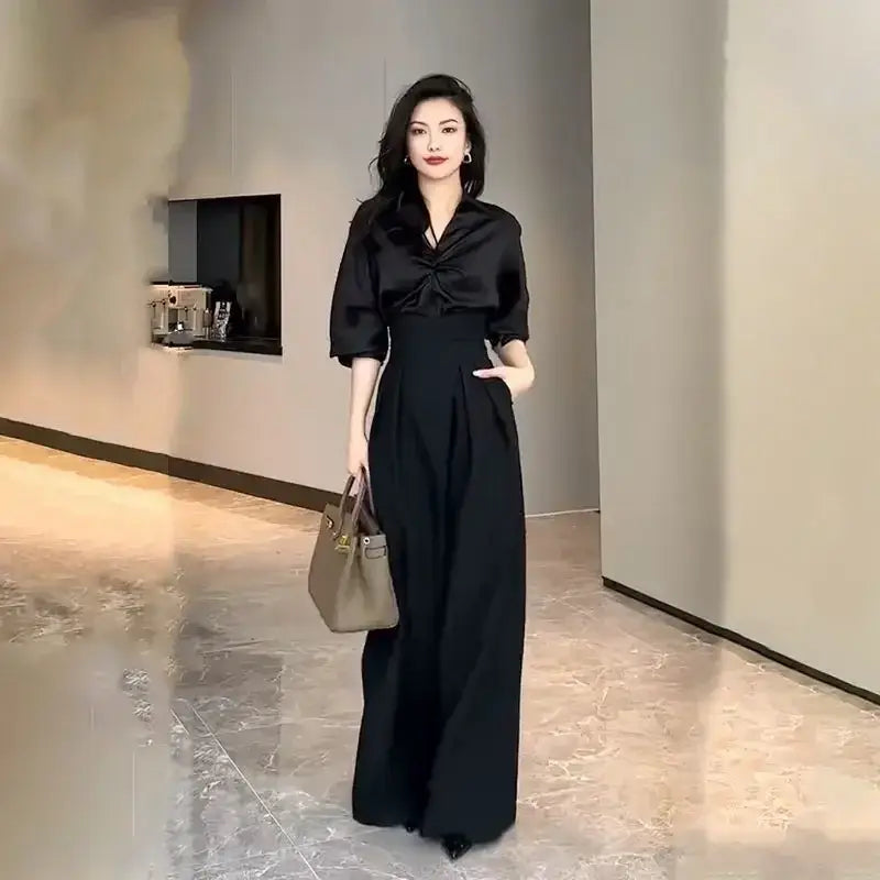 Black Design Wide-Leg Pants Women’s