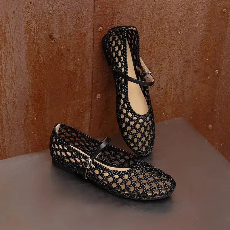 Brown Hollow Out Design Women Flats