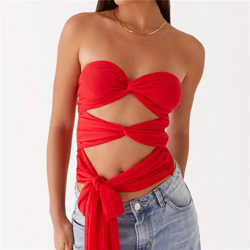 Women Ruched Tube Top