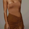 Women Asymmetrical Shirring Skirt High Waist