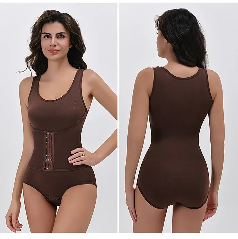 Bodysuit Shapewear With Zipper Belt Women Tummy Control