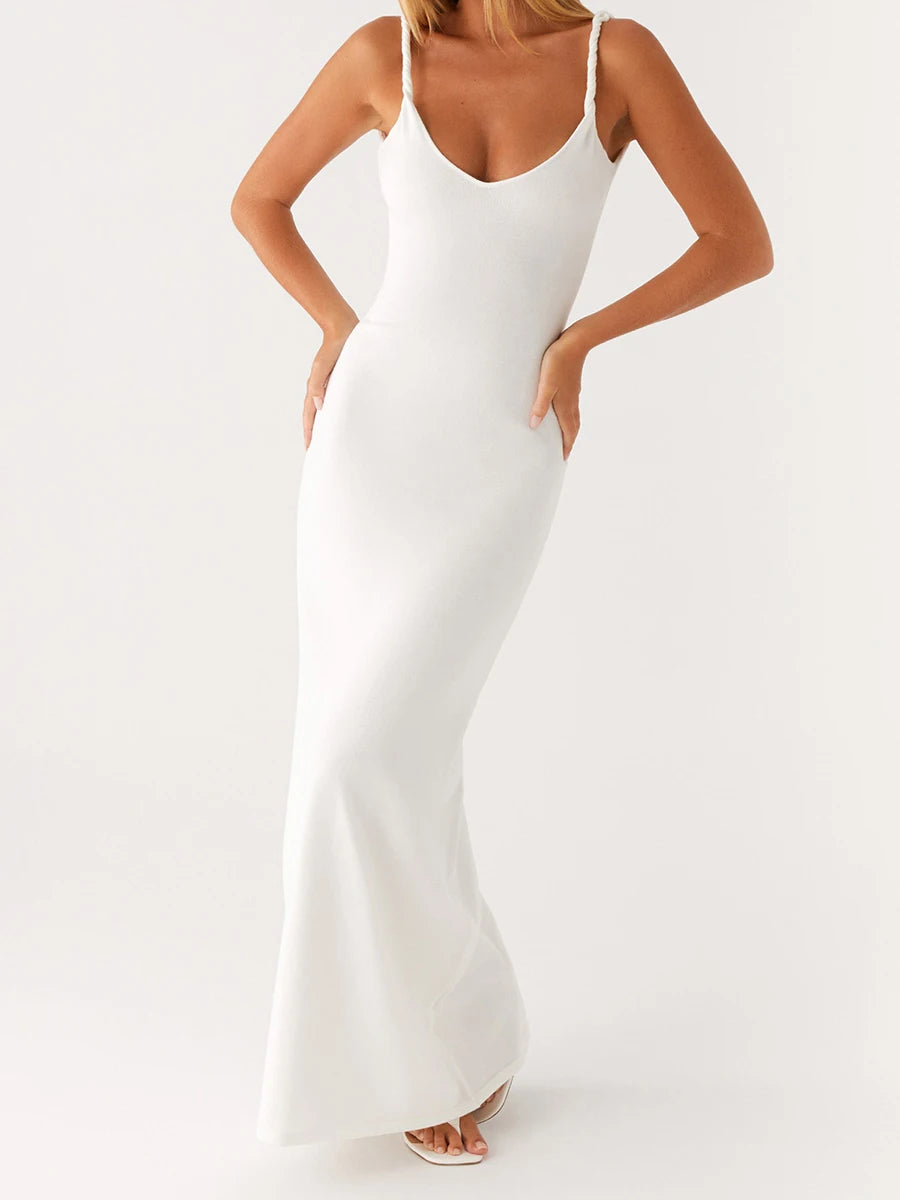 Women Sleeveless Dress V-Neck Backless