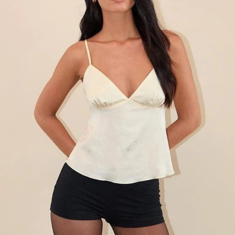 Women’s Crop Top Floral Satin Tank