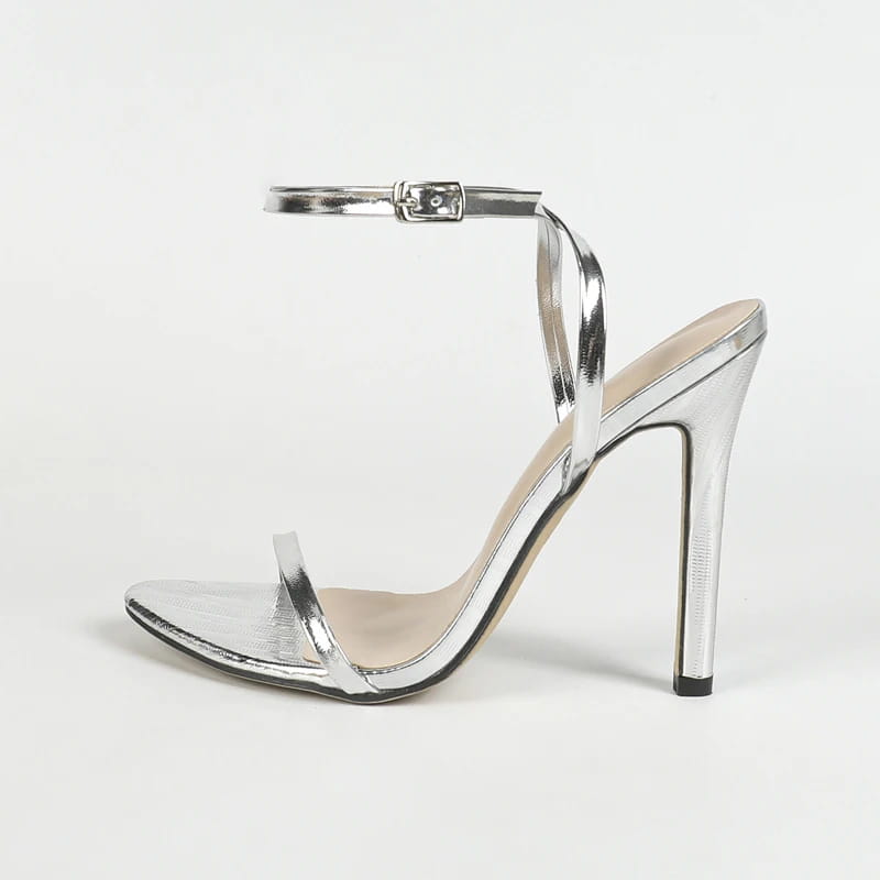 Narrow Band Buckle Strap Pointed Toe Thin High Heels