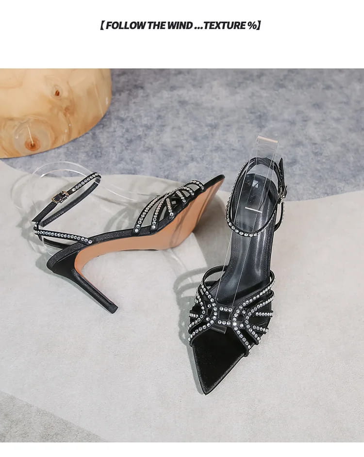 Women’s High-heeled Sandals with Rhinestones