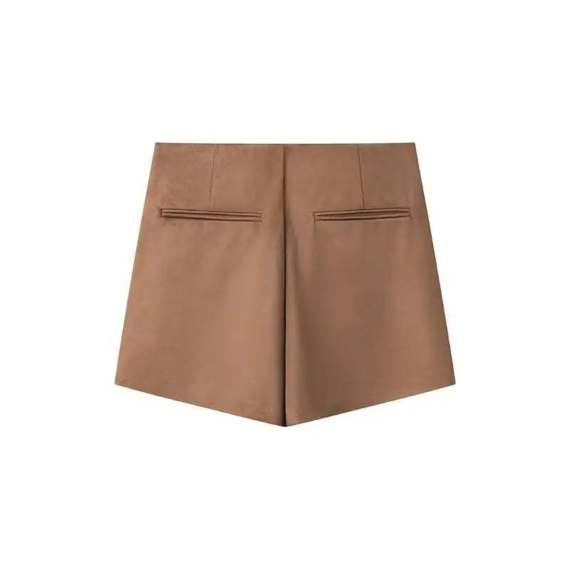 Women High Waist A-line Culottes Mid-waist Hidden Zipper Pocket Mini Skirt Shorts