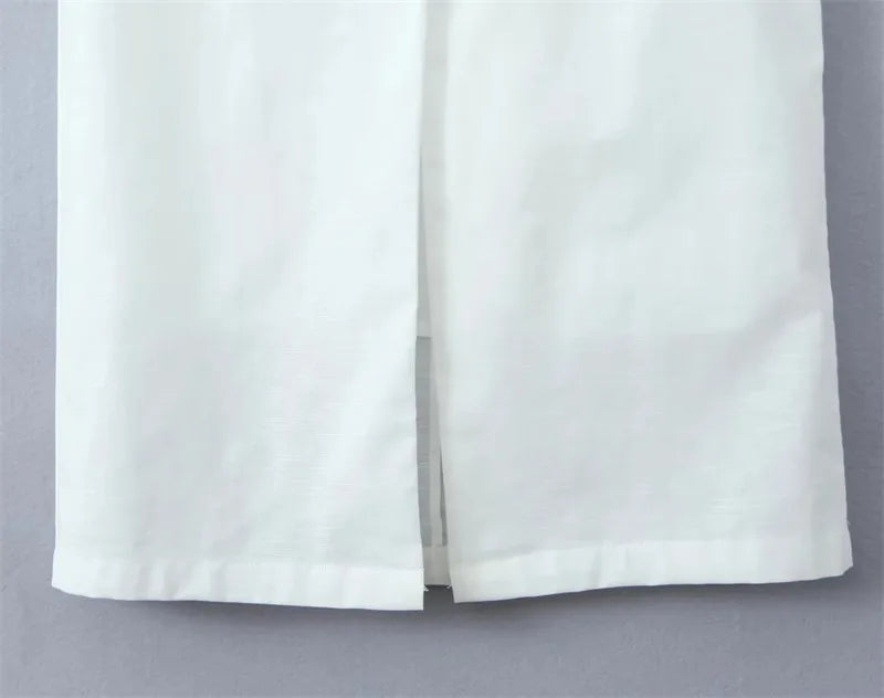 Women Button Up White Sleeveless Maxi Dress