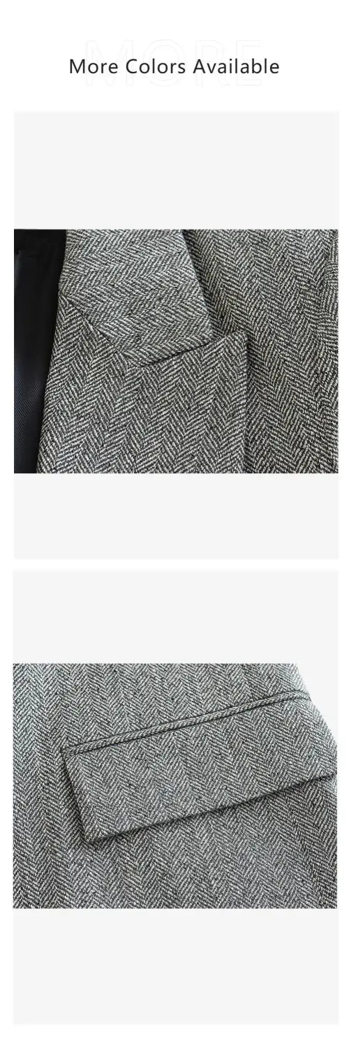 Women’s Herringbone Diagonal Suit Jacket Casual Long Pants