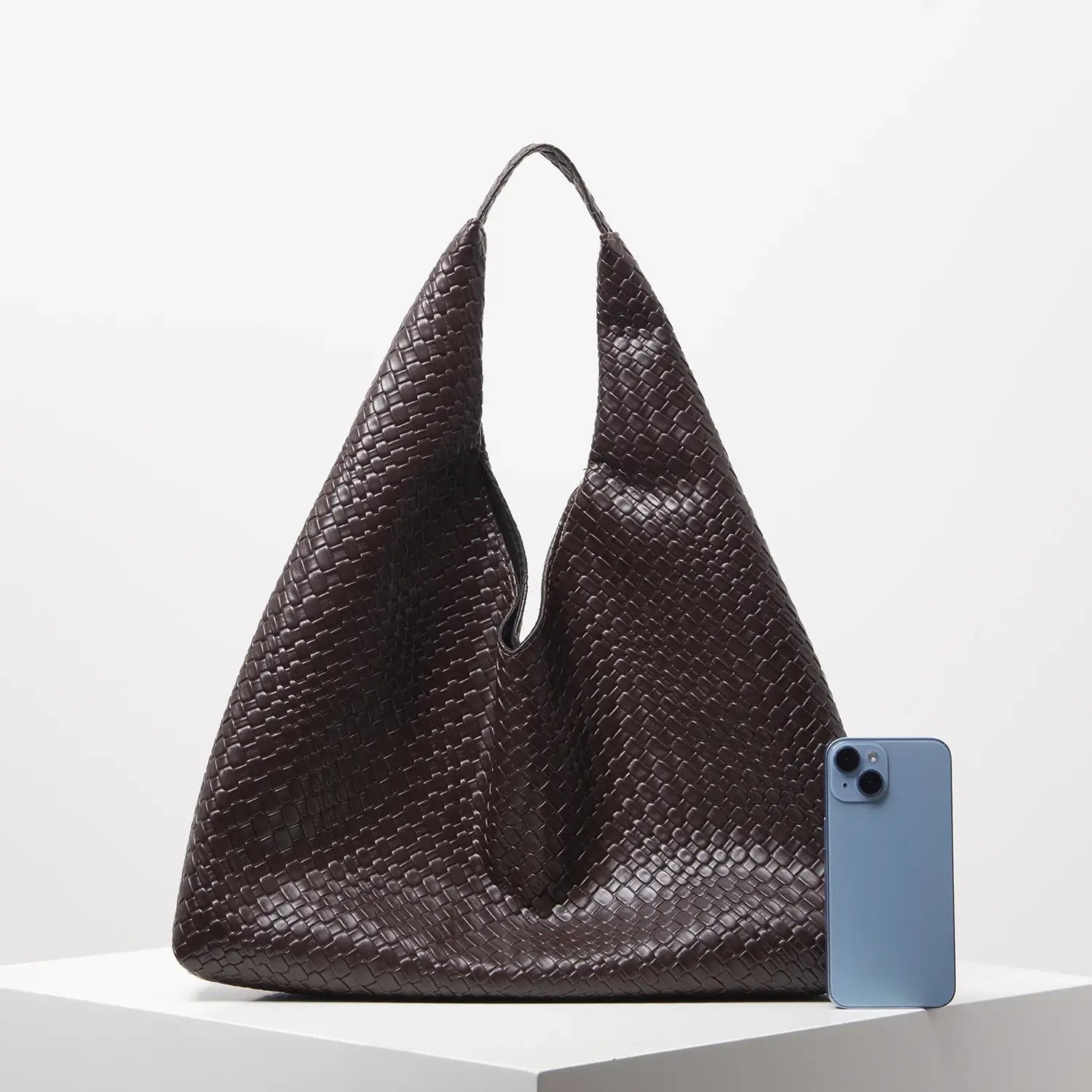 Retro Artificial Leather Woven Pattern Shoulder Bag