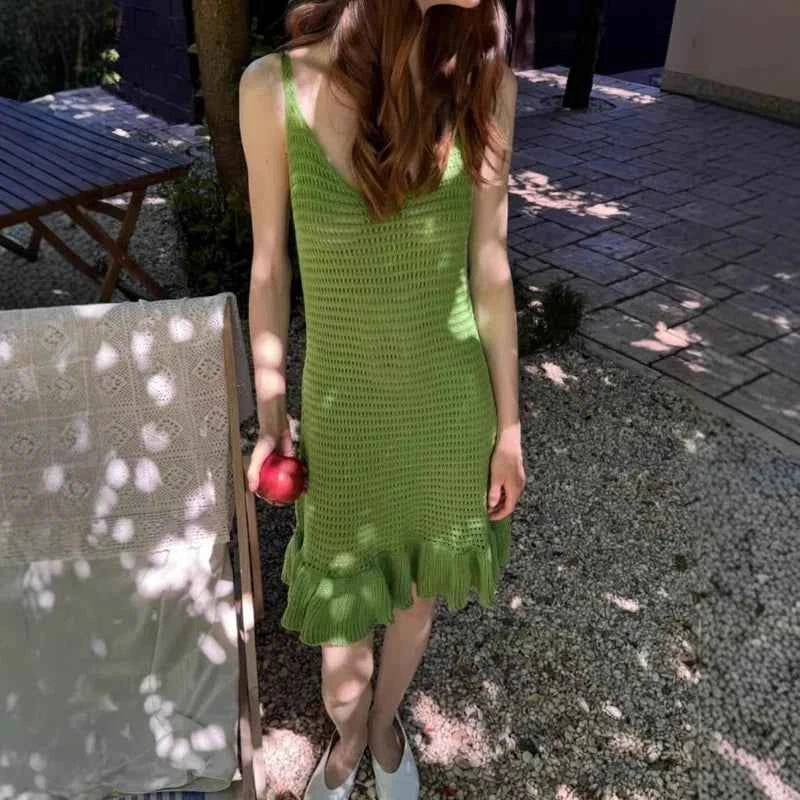 Knit Ruffle Mini Dress Women's