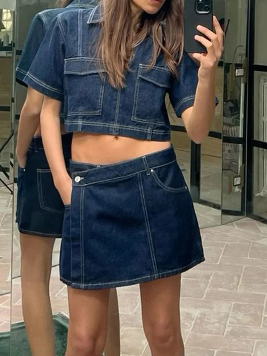 Women’s 2 Piece Denim Outfits Set