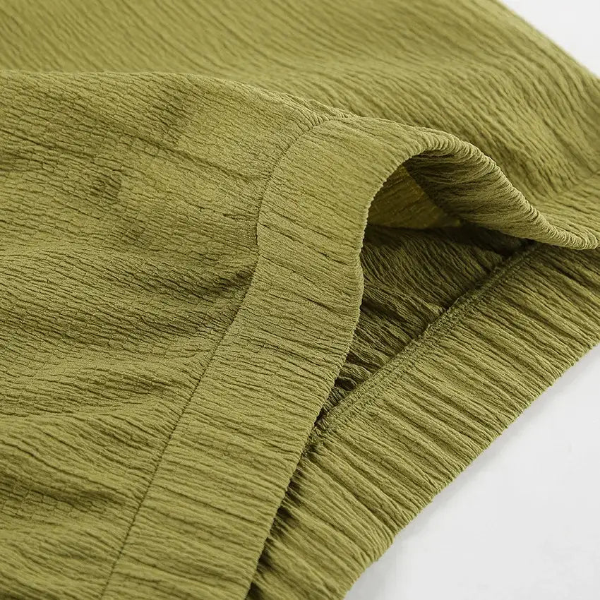 Hanging Green Pants Set Sleeveless Backless Two-piece