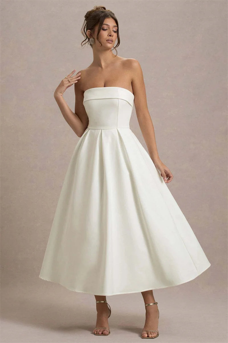 Off-shoulder Strapless Midi Dress Women
