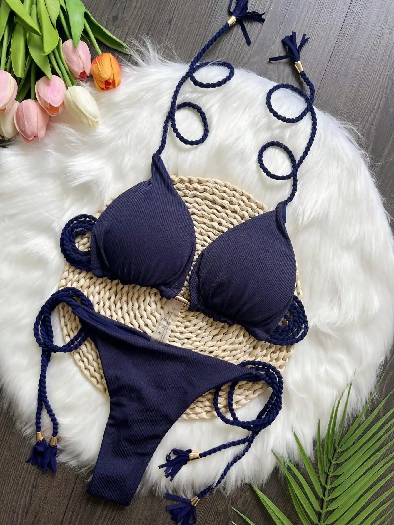 Swimwear Women Brazilian Bikini Set Solid Triangle - Norellé