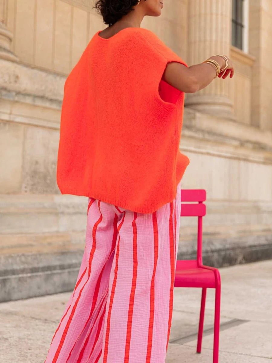 Women’s Basic Loose Fit Short Sleeve Knitwear Cardigan