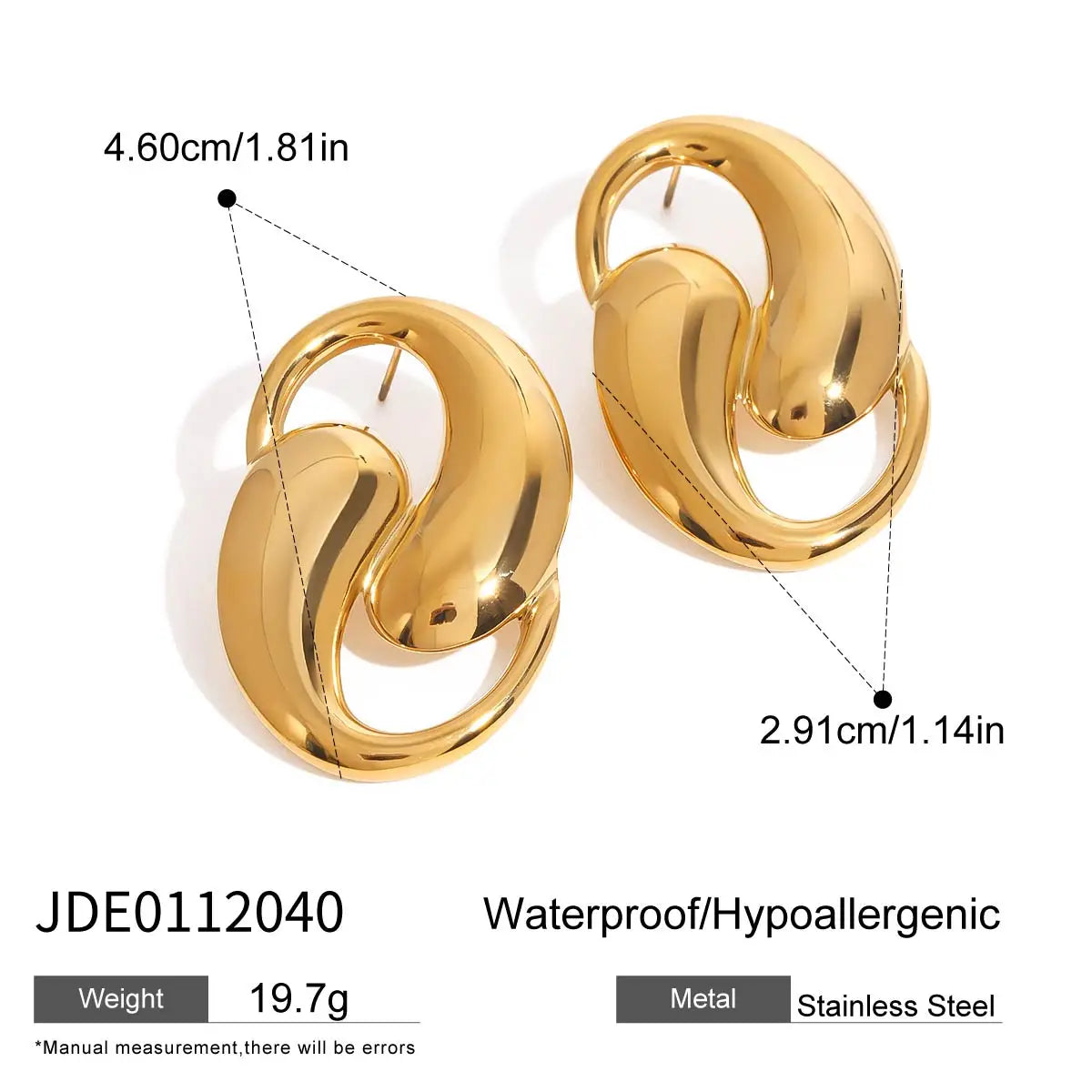 Smooth Water Drop Shaped Hollow Earrings Stainless Steel