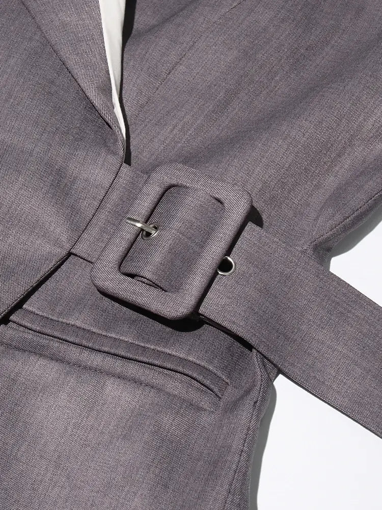 Elegant Casual Spliced Belt Blazer For Women