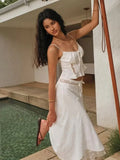 White Dress Set Women 2pcs Matching Set Skirt Spaghetti Strap Top - Norellé