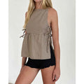 Tank Tops Clothes Women Round Neck Sleeveless Backless T Shirts