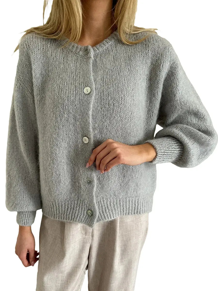 Casual Solid Knitted Single Breasted Cardigan For Women