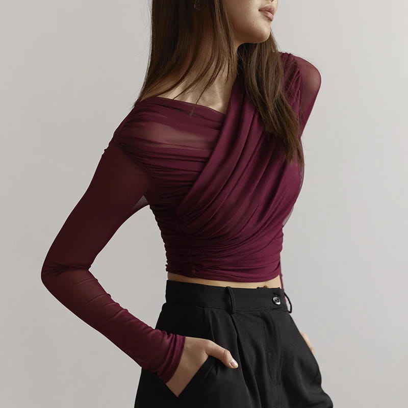 Chic Design Cross Neck Crop Top